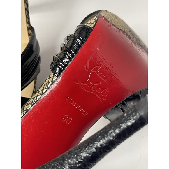 Christian Louboutin Black Leather and Suede Divinoche Peep Toe Pumps Size 39 - Picture 8 of 11